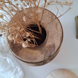 Wooden and brass vase