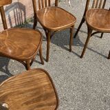 Set of 4 Viennese chairs Curved wood Restaurant Paris bistro Fischel 50s vintage Bentwood Ton st