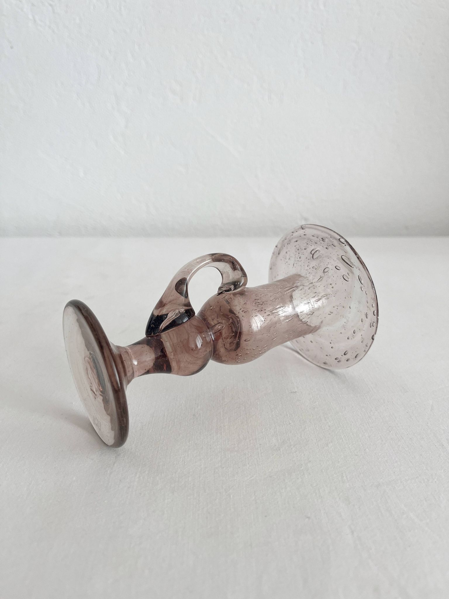 Bougeoir en verre soufflé bullé Biot vintage