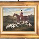 Oil Painting on Wood Panel with Golden Frame, English Hunting Dog