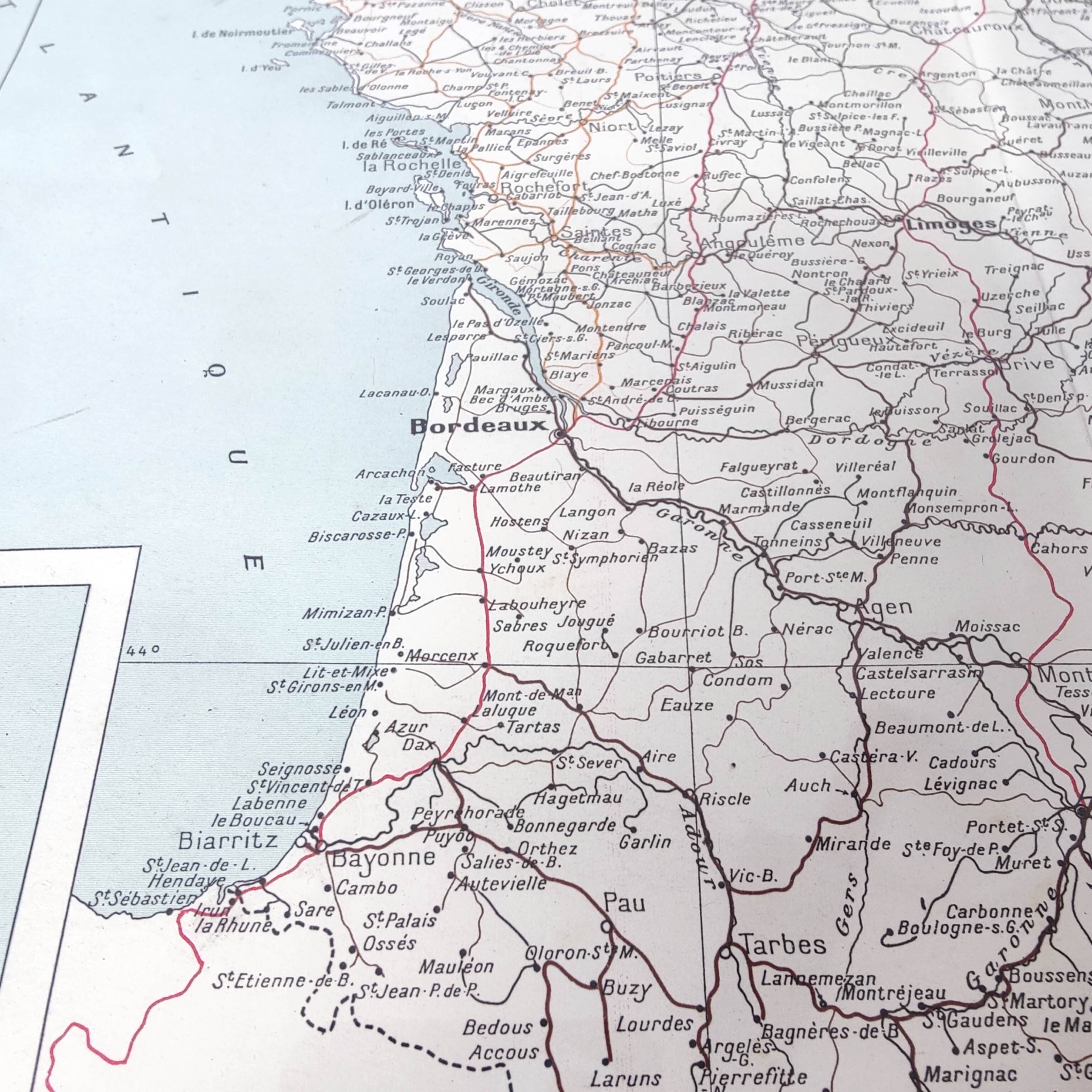 Old map of France in 1950 43x43cm