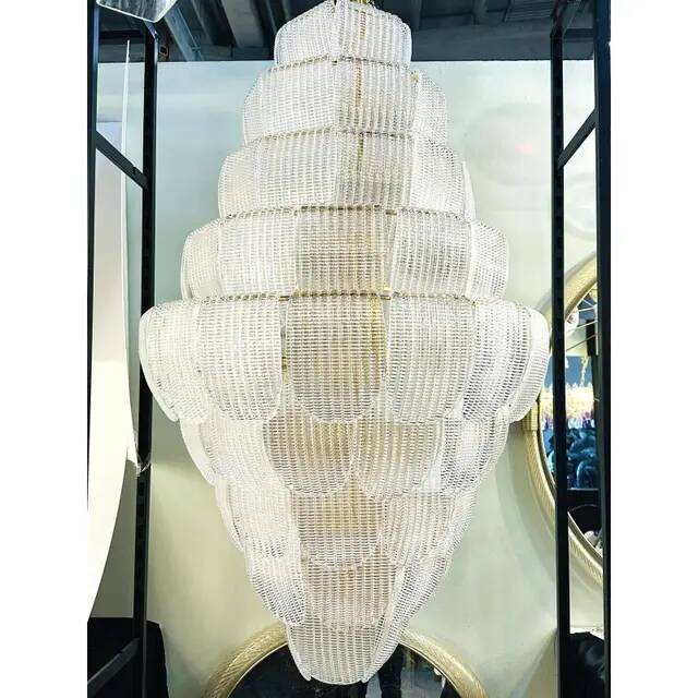 Italian Petals Murano Glass Chandelier in Transparent Diamanté Glass