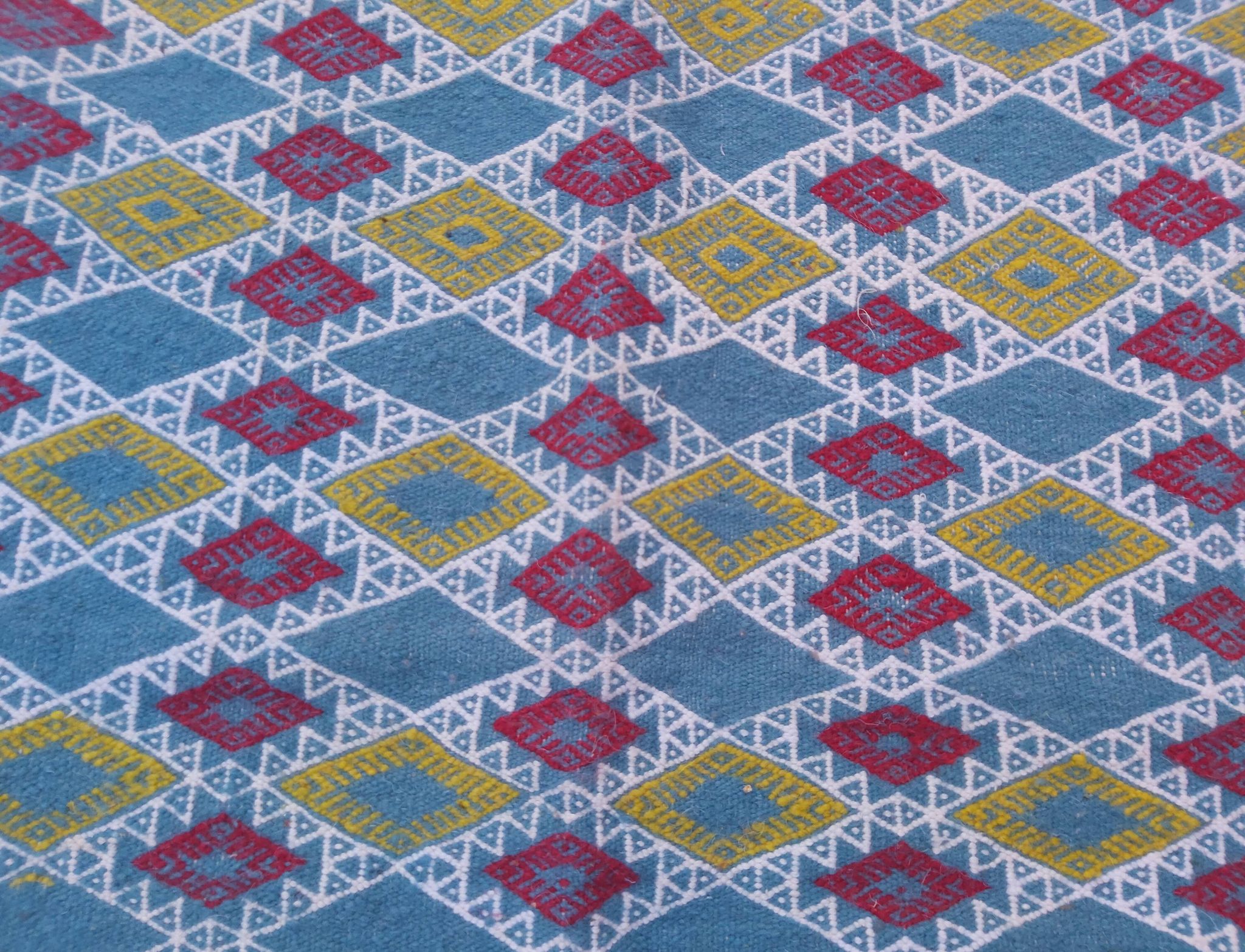 Tapis couloir bleu fait main traditionnel