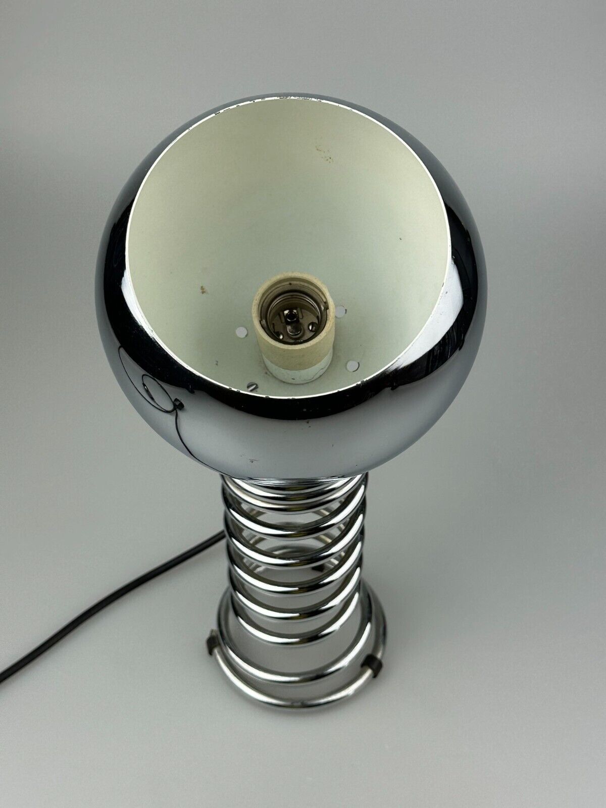 60s 70s table lamp ball lamp spring chrome metal space age design