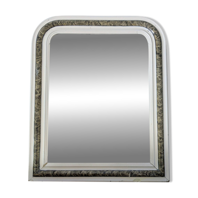 Miroir style Louis-Philippe 64 x 52 cm – Cadre mouluré blanc et marbre
