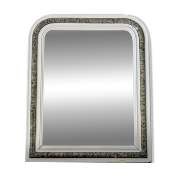 Louis-Philippe style mirror 64 x 52 cm – White molded frame and marble