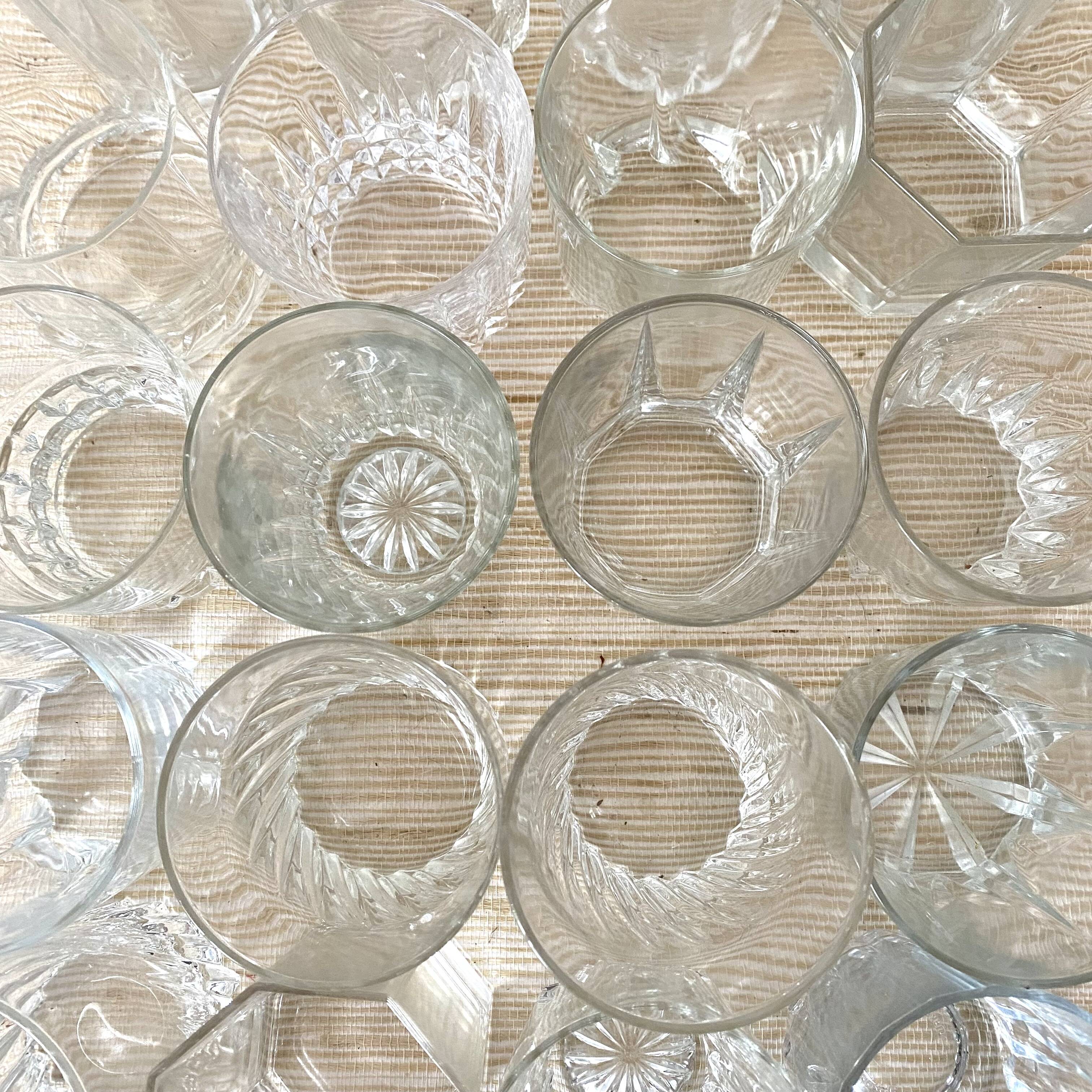 Whiskey glasses, mismatched water glasses