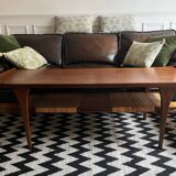 Table basse en teck design danois et porte revue cannage