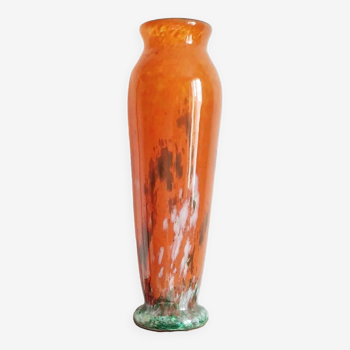 Marmoreal glass vase signed Lorrain Nancy
