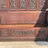 Neo-Gothic Walnut Castle Chest Bench