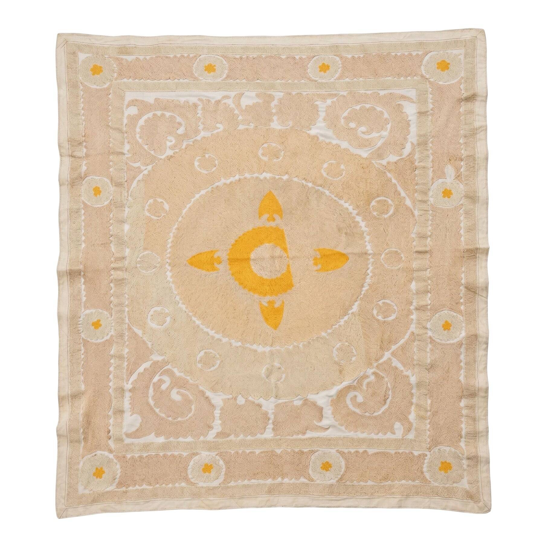 Nappe brodée à la main vintage 123x147 cm