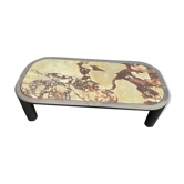 Table basse des années 70 design italien, marbre et métal chromé