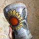 Sunflower vase signed Fonck and Matéo, Vallauris 60s