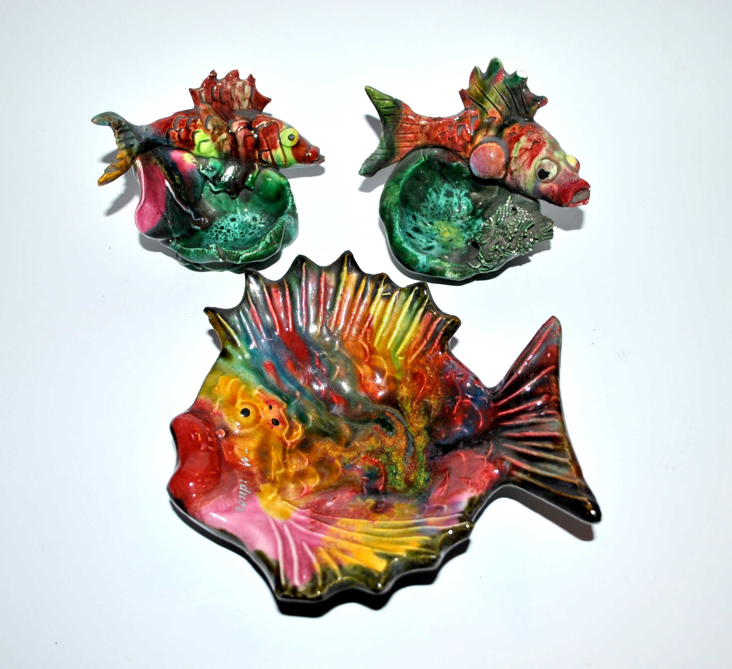 Set of 3 vintage fish bags kitsch vallauris