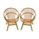 Paire de fauteuils rotin corbeille vintage