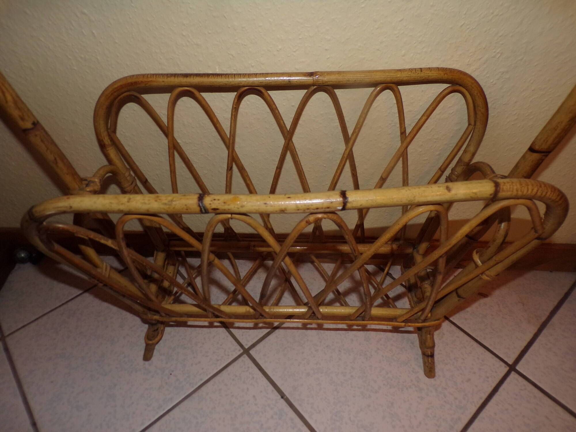 Rattan magazine holder