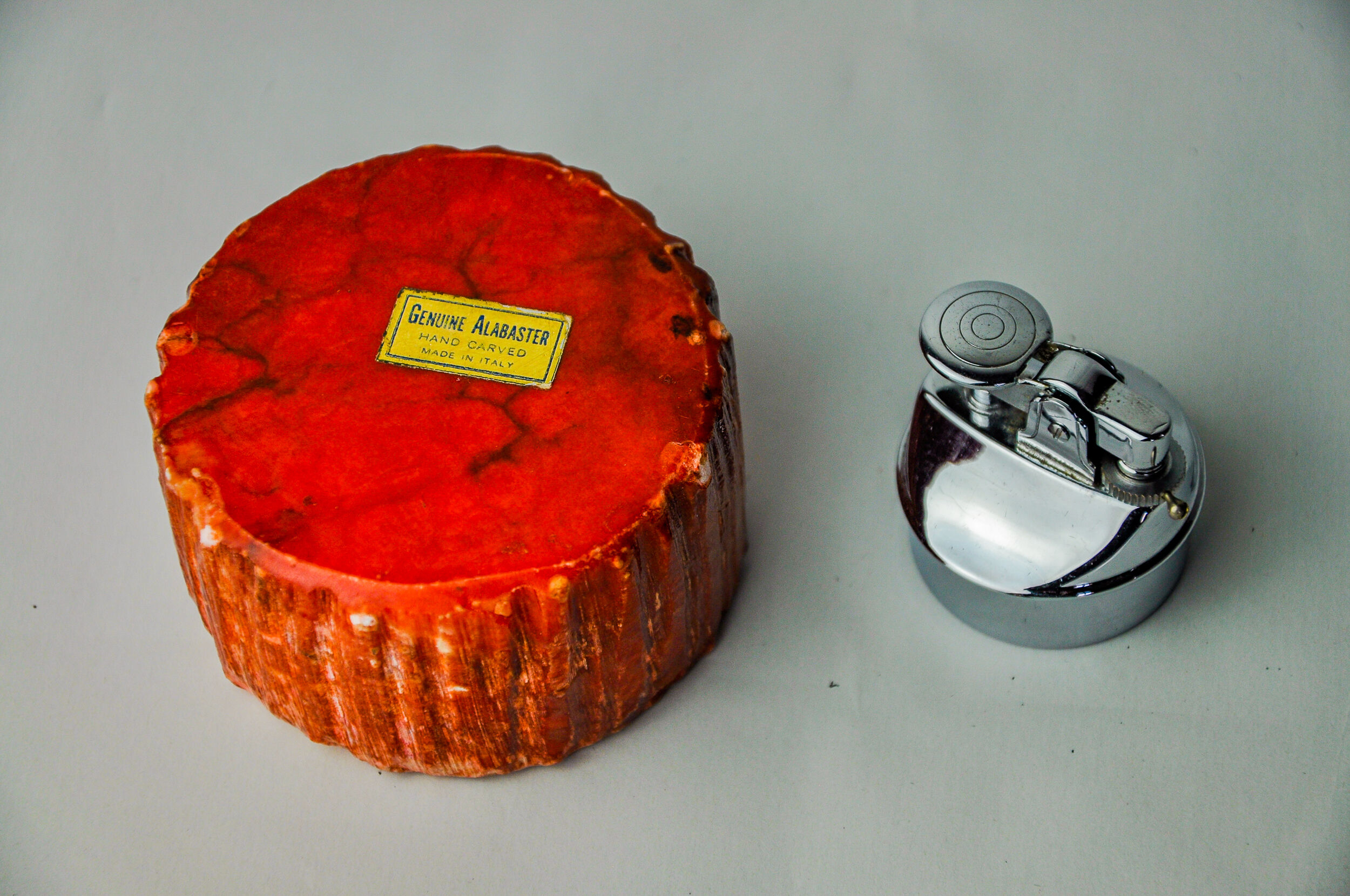 Red alabaster lighter by Romano Bianchi, Italy, 1970
