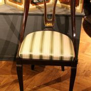 18th Century French Directoire Mahogany Chairs with Silk Blend Upholster Fabric, Set of 4