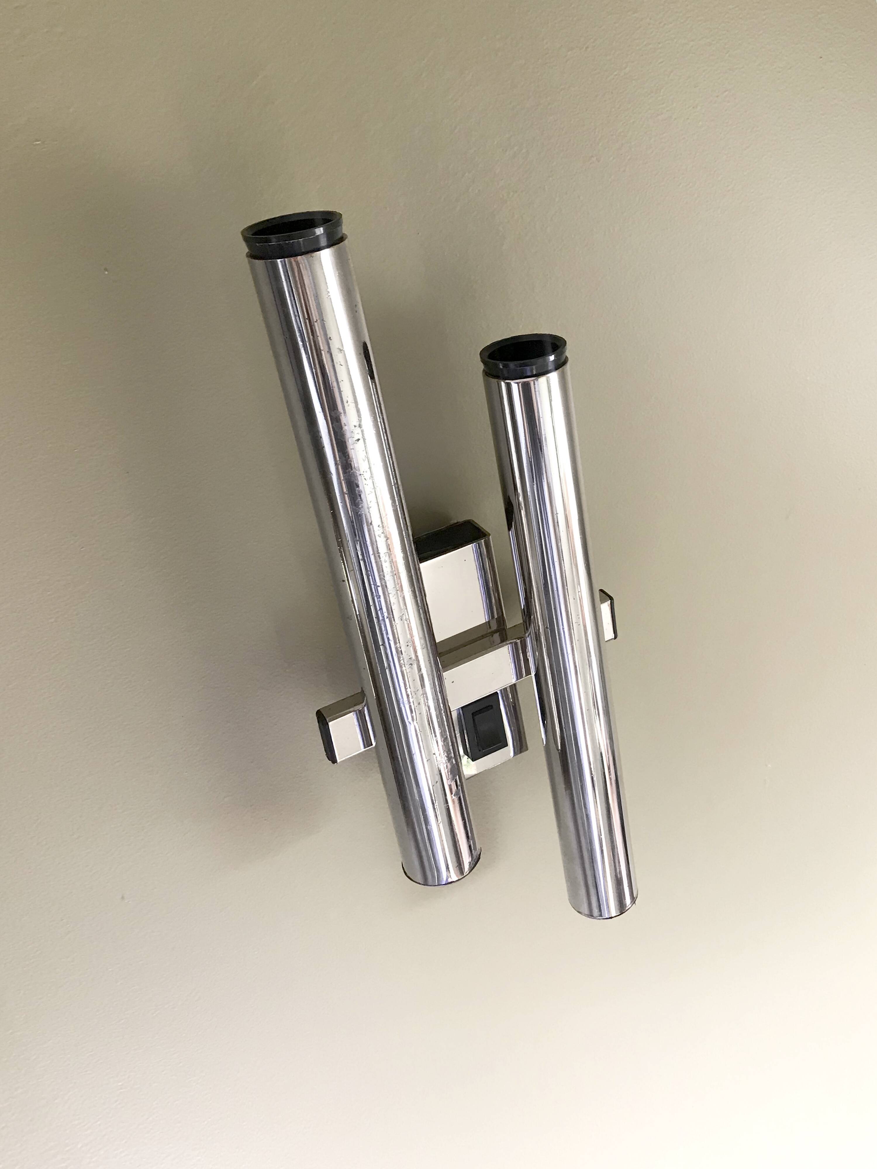 Pair of chromed sconces