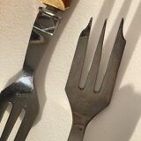 8 bamboo cake forks 60s