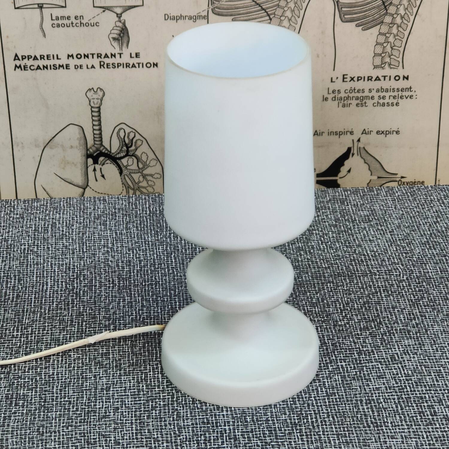 Ivan Jakes satin white opaline table lamp 1960