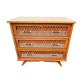 Commode 1960 croisillons rotin
