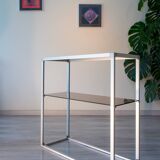 Aluminium and smoked glass console/shelf 1970-80
