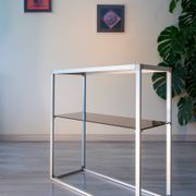 Console/étagère aluminium et verre fumé 1970-80