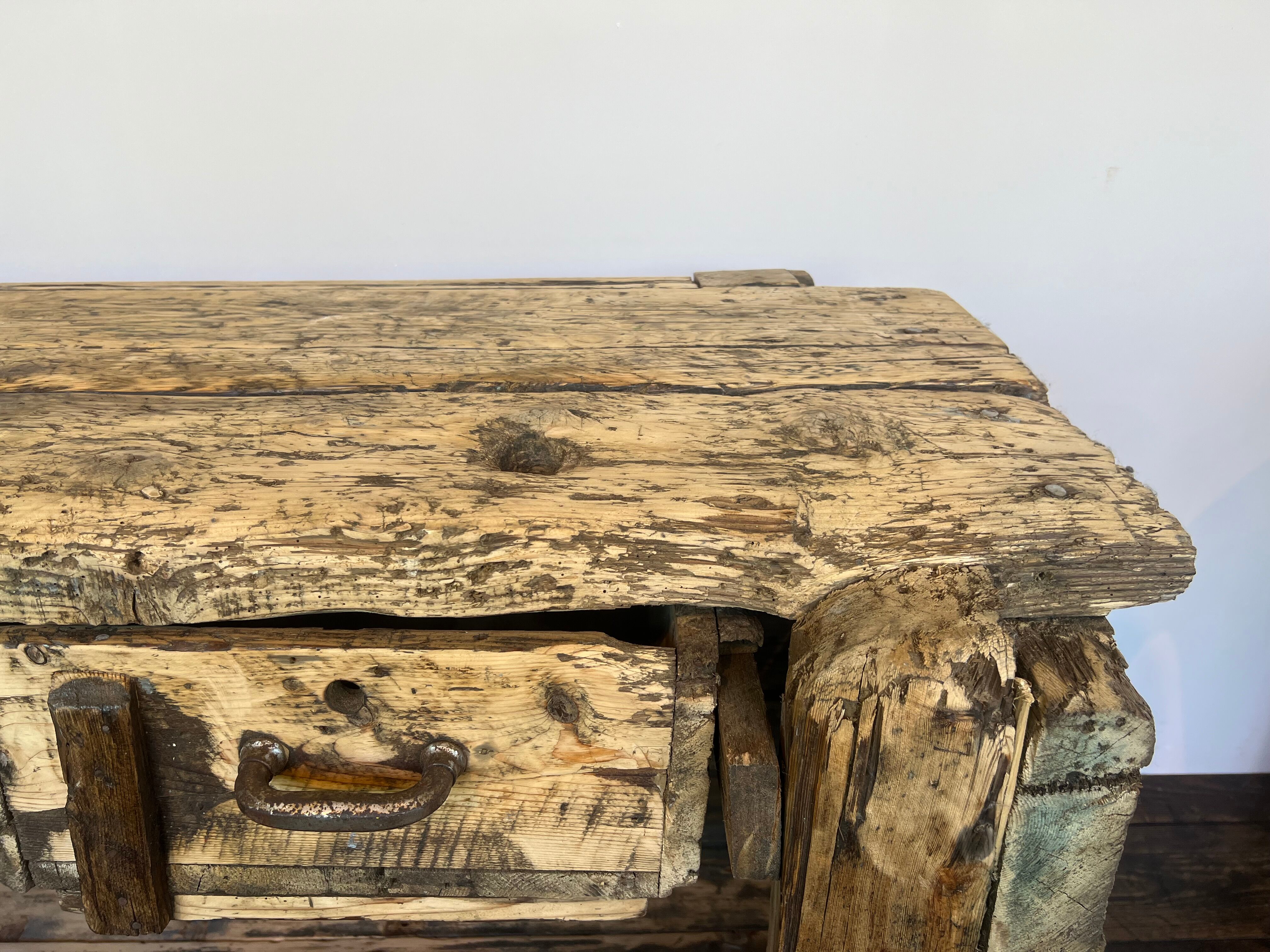 Raw wood workbench