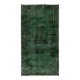 Vintage Hand-knotted Turkish Wool Area Rug Overdyed in Dark Green for Living Room