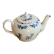 Antique teapot Saint-Uze steel clay with cobalt blue floral decoration.