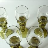 Lot de 5 grands verres à vin Roemer soufflés à la bouche, vintage des années 50