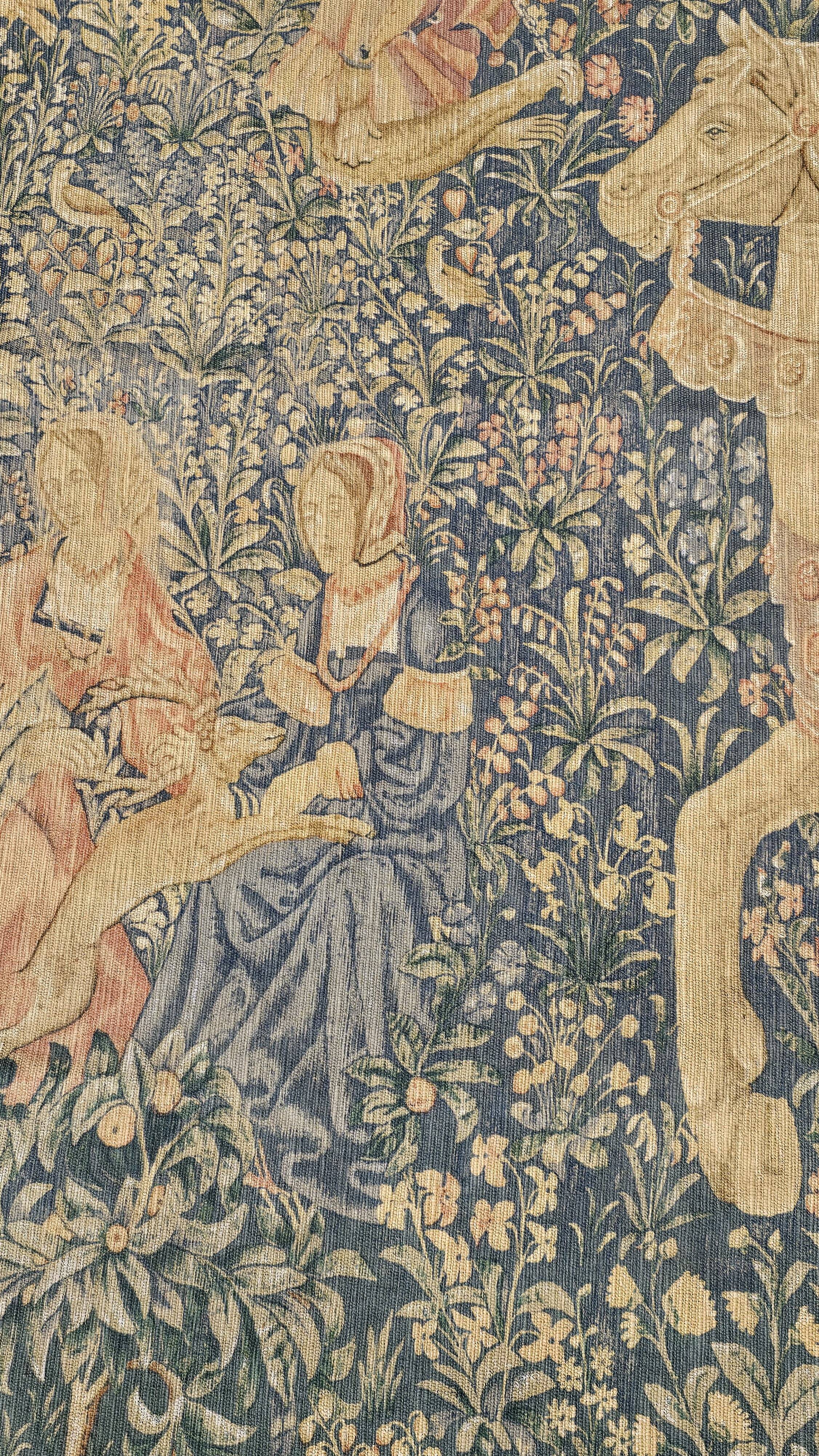 Noble Amazon Museum Tapestry, Hand-Printed Medieval Motif