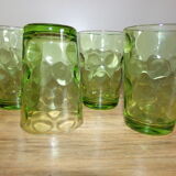 4 old green glasses