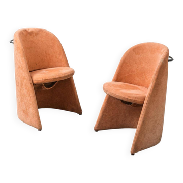 Paire de fauteuils pliants en tissu des années 1970, modernisme vintage