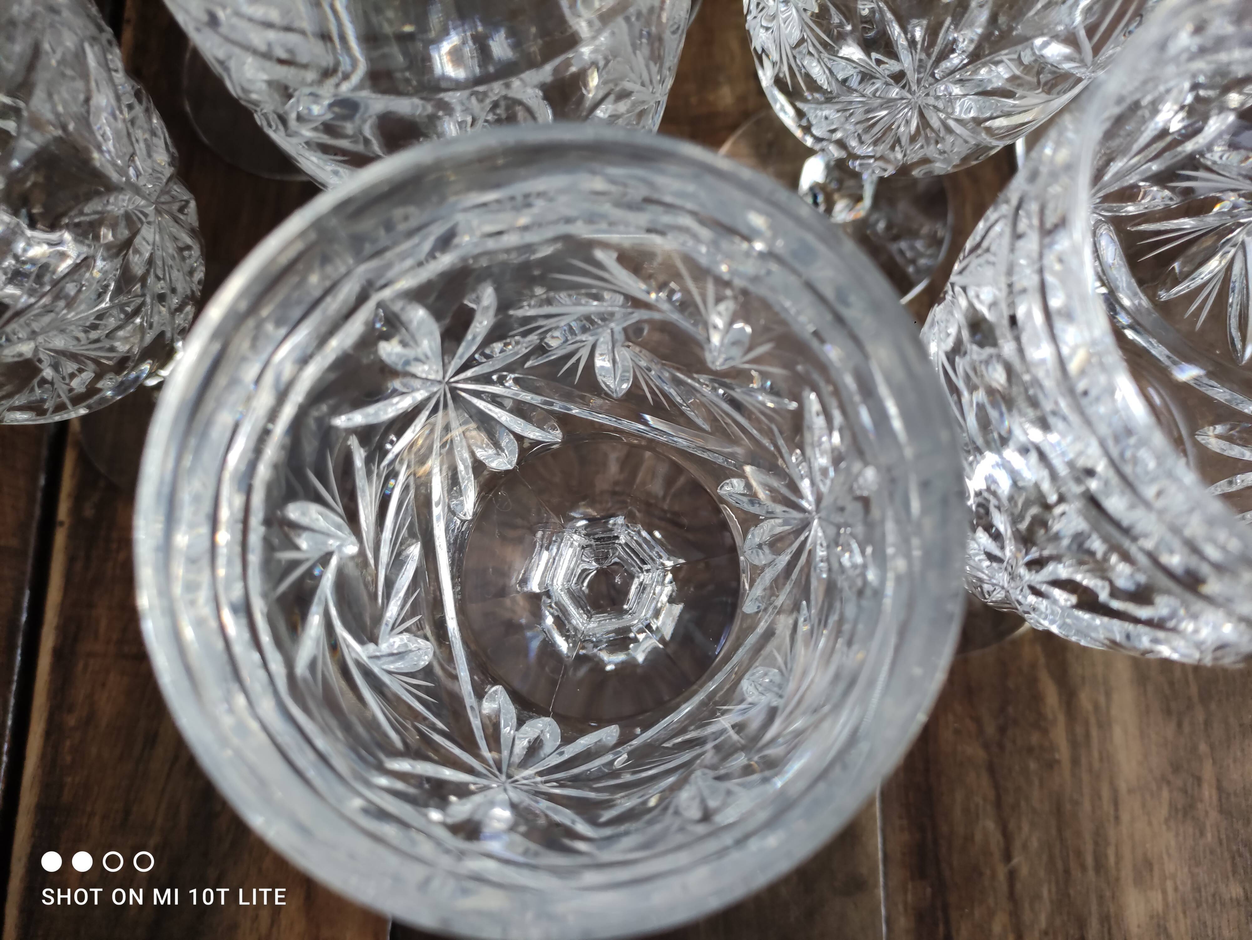 Set of 11 glasses in chiseled ancient rock crystal