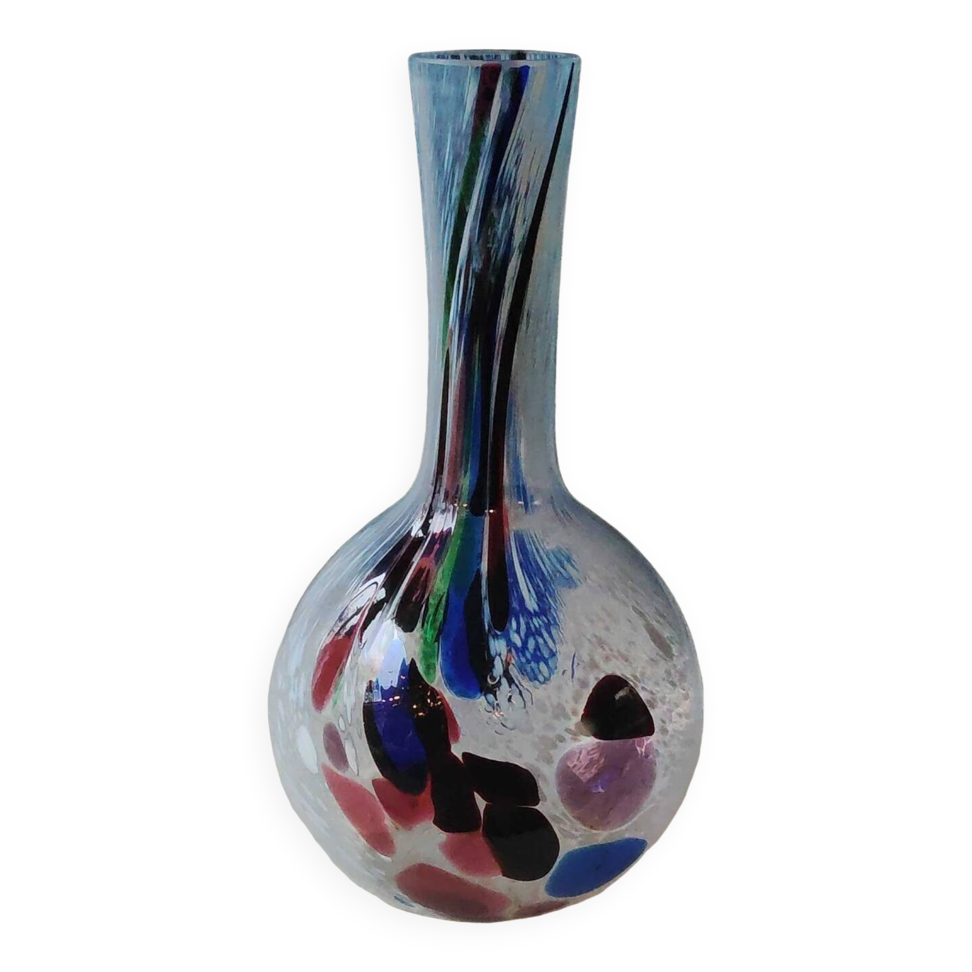 Speckled Blown Art Glass Ball Vase
