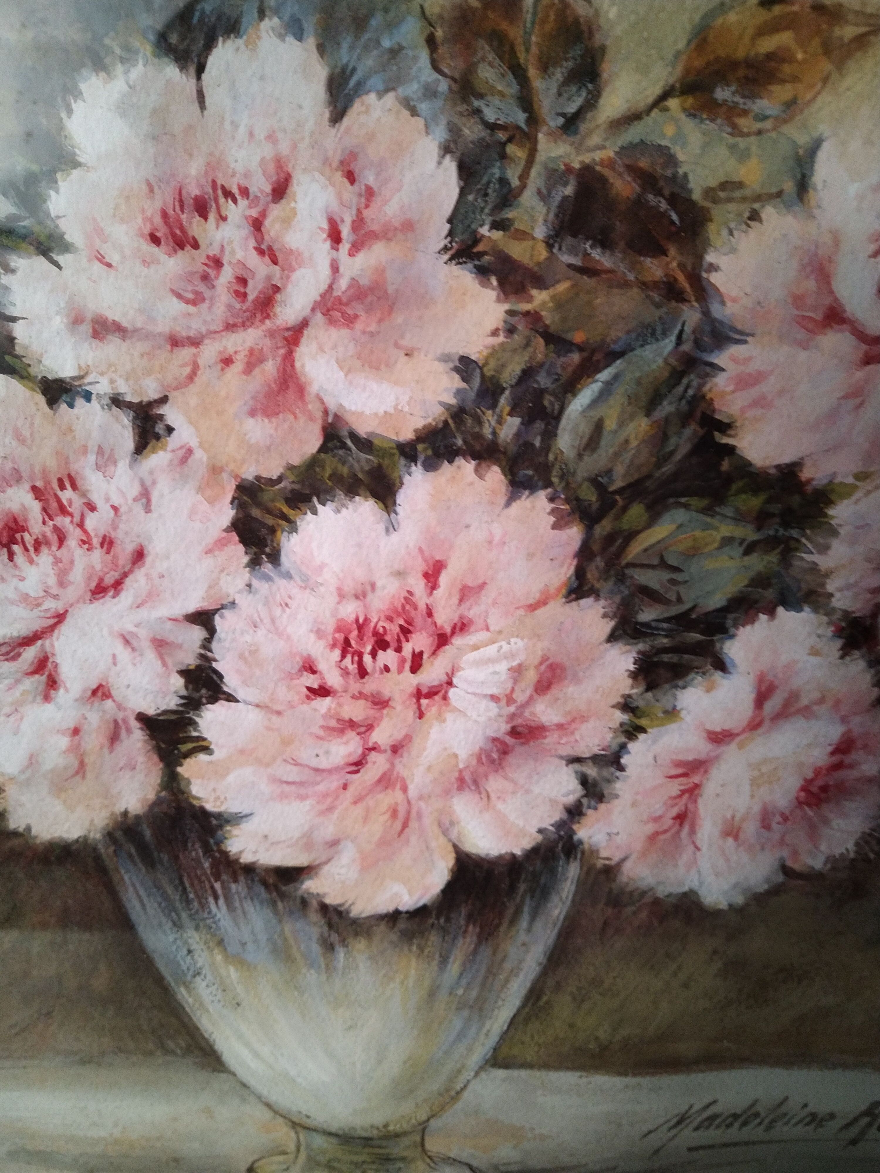 Tableau aquarelle bouquet de Pivoines Madeleine Renaud