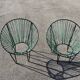 Pair of garden chairs Acapulco 1950 vintage scoubidou metal heaters