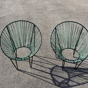 Pair of garden chairs Acapulco 1950 vintage scoubidou metal heaters