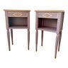 Pair of pink, wood and gold revamped bedside tables