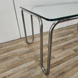 1970s Bauhaus table in chromed tubular steel and glass