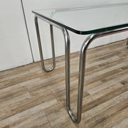 1970s Bauhaus table in chromed tubular steel and glass