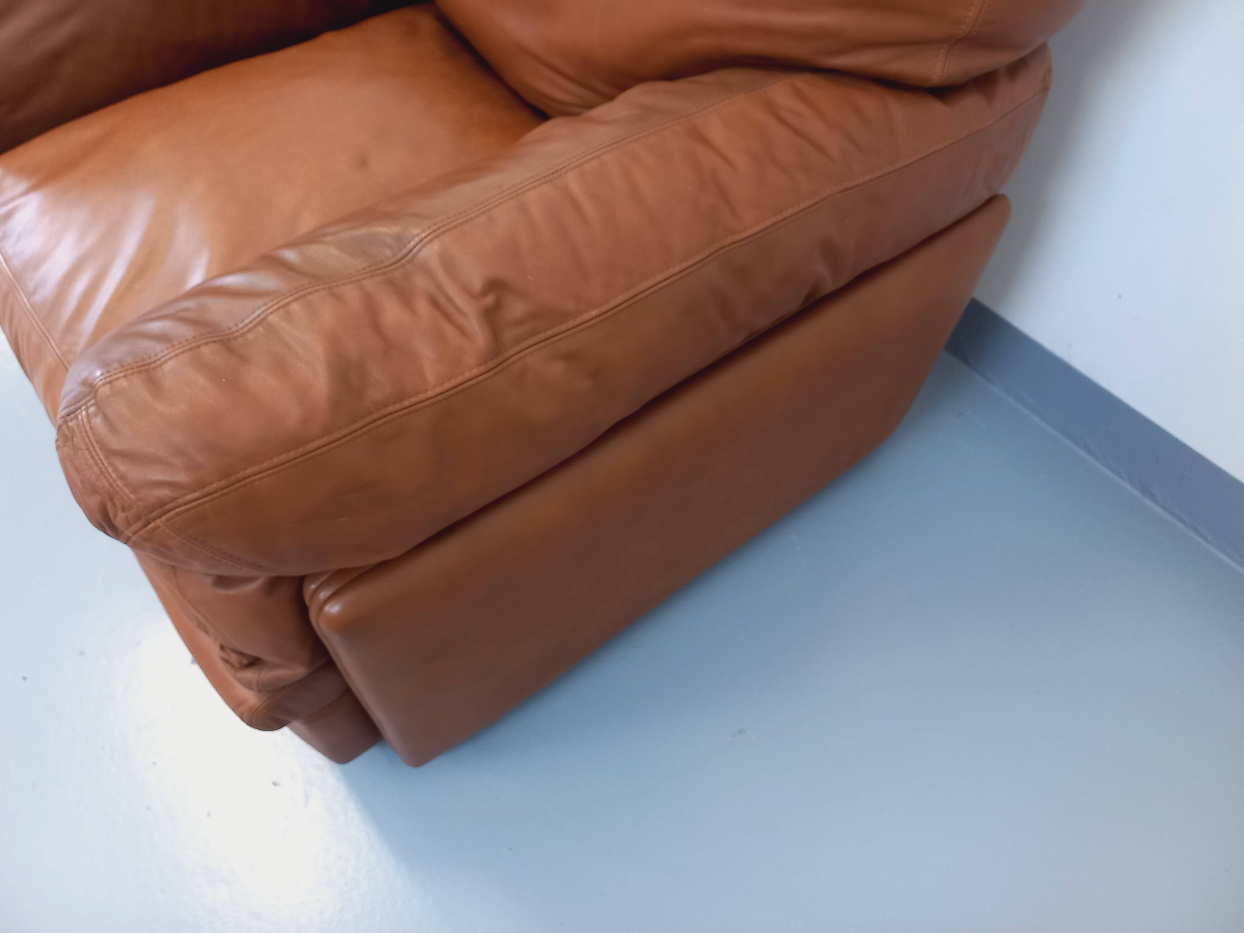 Pair of vintage Coquelicot lounge chairs by Tito Agnoli for Poltrona Frau in leather from the 70s