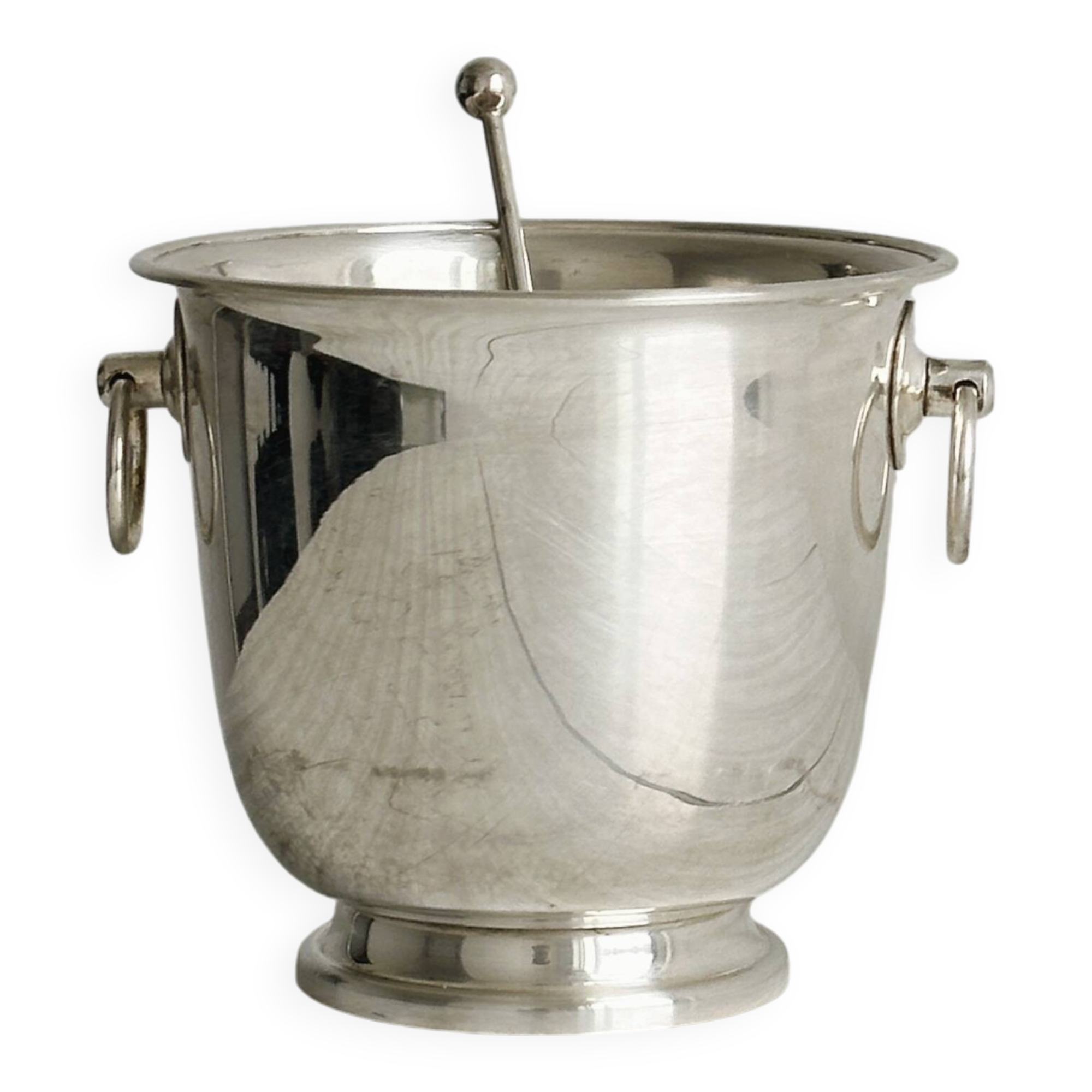 Silver metal ice bucket