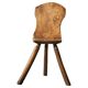 Tripod accent chair Wabi Sabi, hand-carved, 19th century.