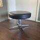Vintage modernist chrome and leather stool ottoman, 1970s
