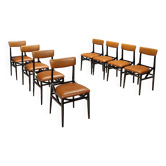 Chaises vintage en similicuir, hêtre peint, design, Italie, années 1960