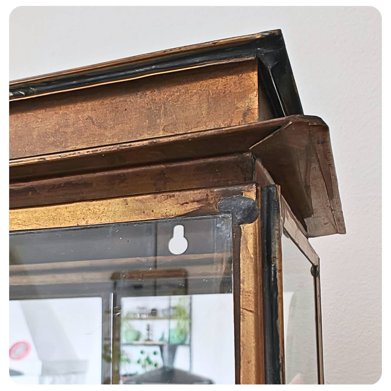 Vintage Mid Century Handmade Brass Wall Vitrine