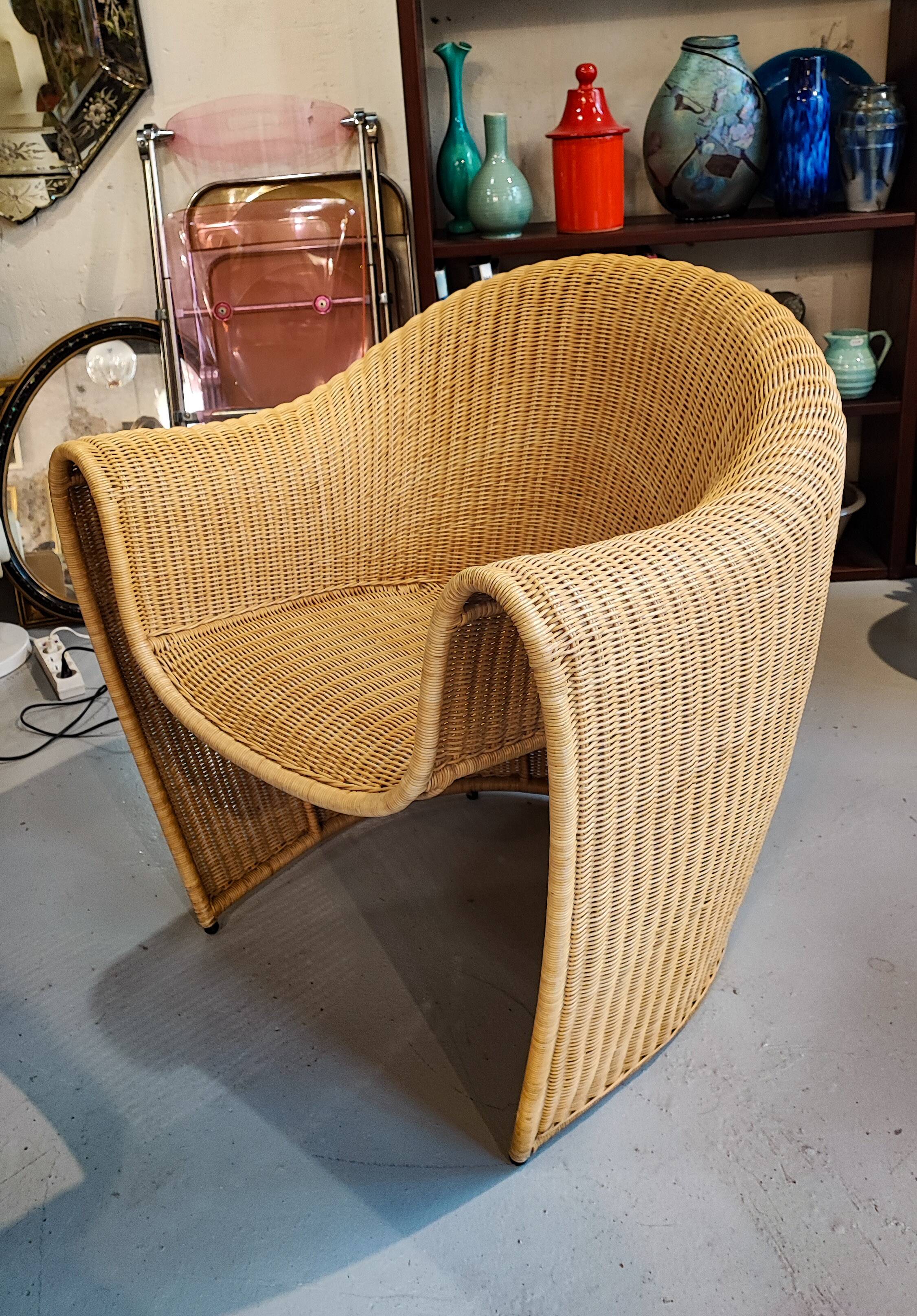 Vintage Driade King Tubby Rattan Armchairs by Miki Astori
